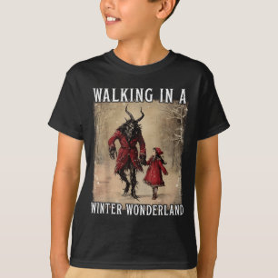 Durch einen winterlichen Wunderland Krampus Grusel T-Shirt