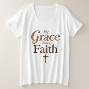 Durch Gnade durch den Glauben - Christliches Kreuz Große Größe T-Shirt