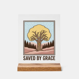 Durch Gnade gerettet, Christlicher Baum, Vintage-S Acrylschild