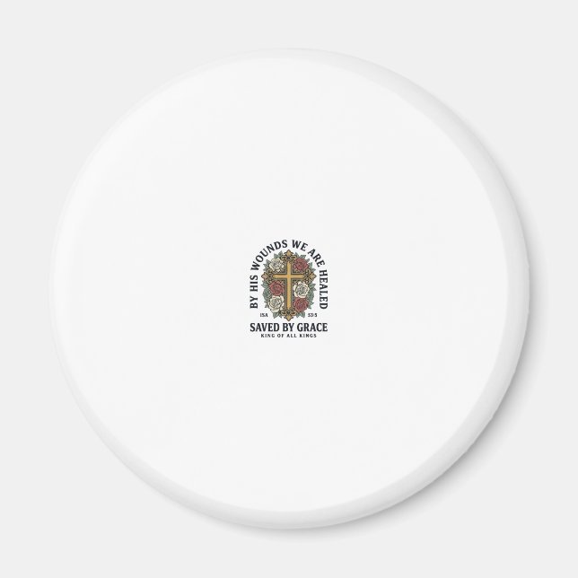 Durch Gnade Gerettet Christliches Kreuz Blumenhemd Magnet (Vorne)