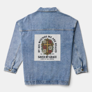 Durch Gnade Gerettet Christliches Kreuz Florales H Jeansjacke