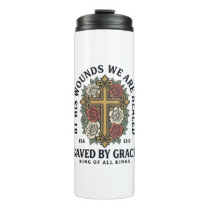Durch Gnade Gerettet Christliches Kreuz Florales H Thermosbecher