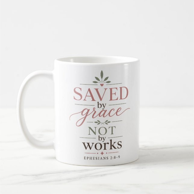 Durch Gnade Gerettet, Nicht Durch Werke Minimalist Kaffeetasse (Links)
