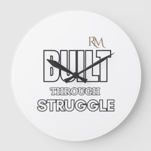 Durch Kampf Errichtet Zitat T-Shirt   Motivierend Große Wanduhr