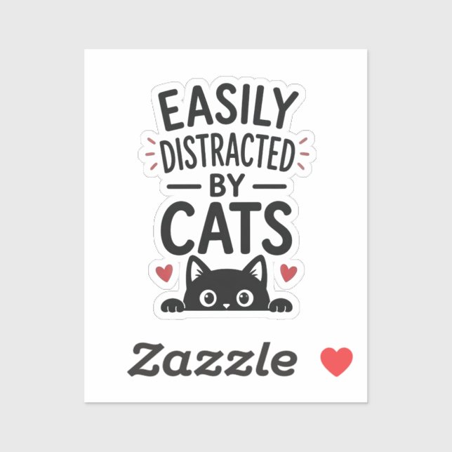 Durch Katzen Leicht Ablenkbar Lustige Katzenliebha Aufkleber (Blatt)