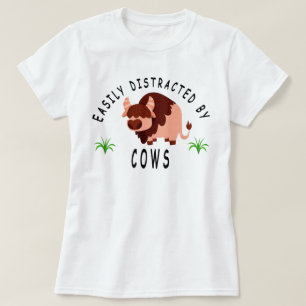 Durch Kühe leicht abgelenktes T-Shirt, Kuhliebhabe T-Shirt