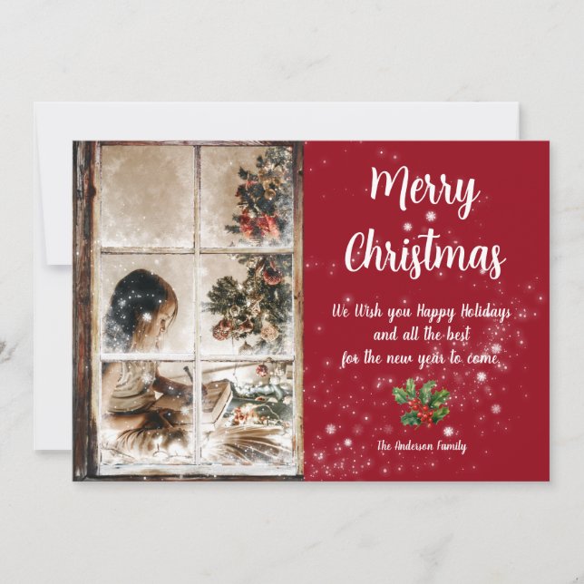 Durch Mattierte Fenster und Schnee-Foto Karte (Vorderseite)