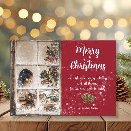 Durch Mattierte Fenster und Schnee-Foto Karte