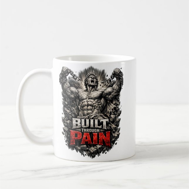 Durch Schmerz Geschaffenes Design Kaffeetasse (Links)