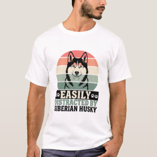 Durch Sibirischen Husky Retro Hund leicht abgelenk T-Shirt