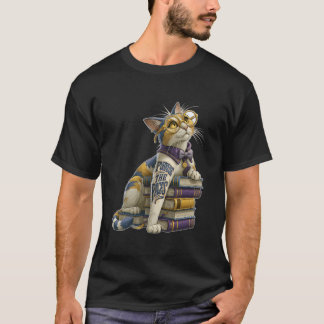 Durchblättere die Seiten Niedliche Bücherwurmkatze T-Shirt