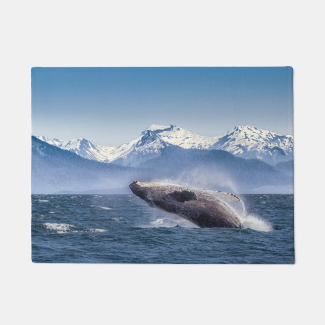 Durchbrechen des Buckel-Wals in Alaska Fußmatte (Vorderseite)
