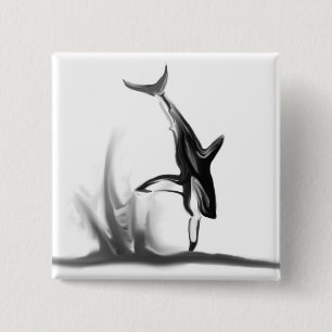 Durchbrechen des großen weißen Haifischs, der ei Button