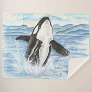 Durchbrechen des Schwertwal-Wal-Aquarells Sherpadecke