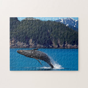 Durchbrechender Buckelwal. Weihnachtsgrüße Puzzle