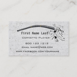 Durchbrennende musikalische Anmerkungen Cornett Visitenkarte