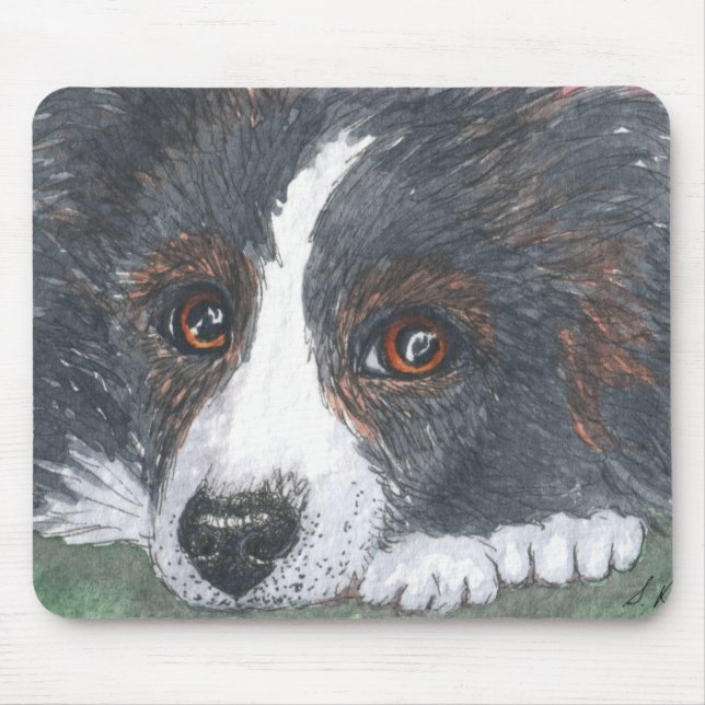 Durchdachter Border-Collie-Hund Mousepad (Vorne)
