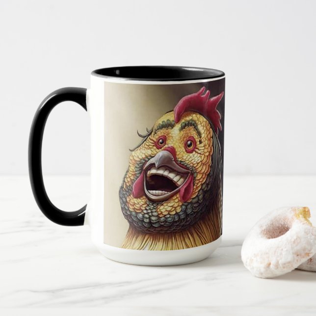 Durcheinandergebrachte Hahn-Kaffee-Tasse Tasse (Mit Donut)