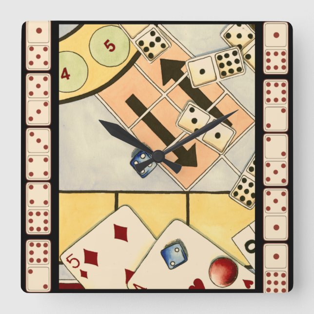 Durcheinandergebrachte Zusammenstellung der Quadratische Wanduhr (Vorderseite)