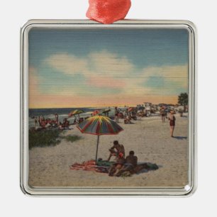 Durchlauf-ein-Grill Strand, Florida - Sunbathers Ornament Aus Metall
