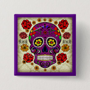 Durchmesser de Los Muertos --  Zuckerschädel-Knopf Button