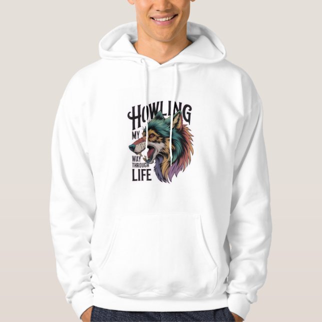Durchs Leben heulend Wolf Hoodie  (Vorderseite)