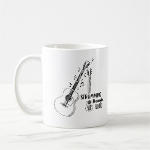 Durchs Leben Streichen – Minimalistische Gitarren- Kaffeetasse