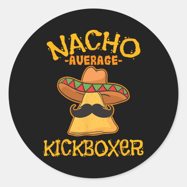 Durchschnittlicher Nacho-Kickboxer Cinco De Mayo M Runder Aufkleber (Vorderseite)