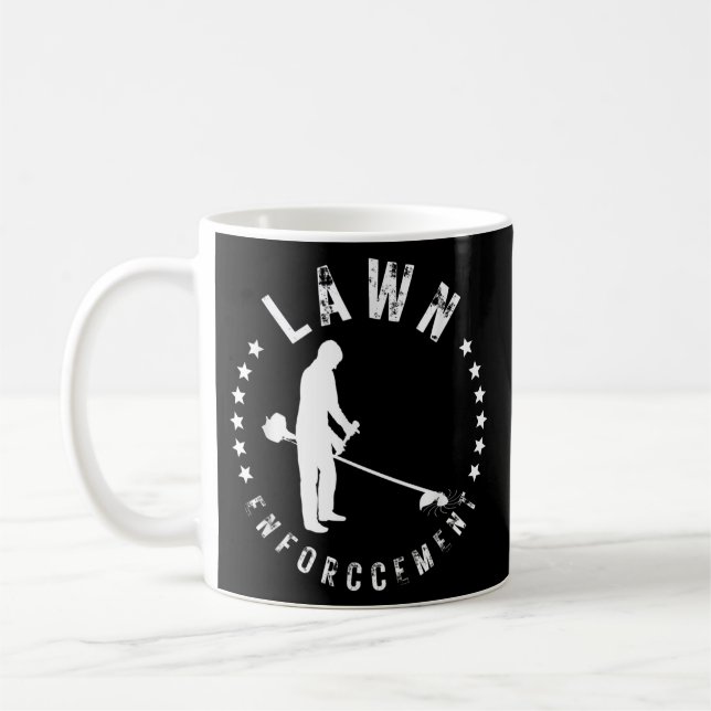 Durchsetzung der Mauern Funny Mowing Landscaping Kaffeetasse (Links)