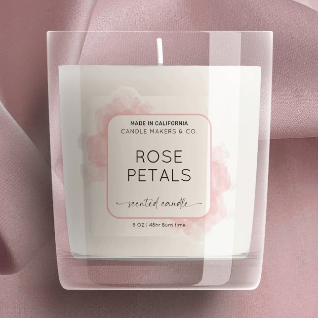 Durchsichtig rosa Aquarellfarben - klares Produktl Aufkleber (Elegant pink watercolor translucent candle label )