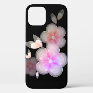 Durchsichtige Blume auf dem iPhone-Fall Black Case