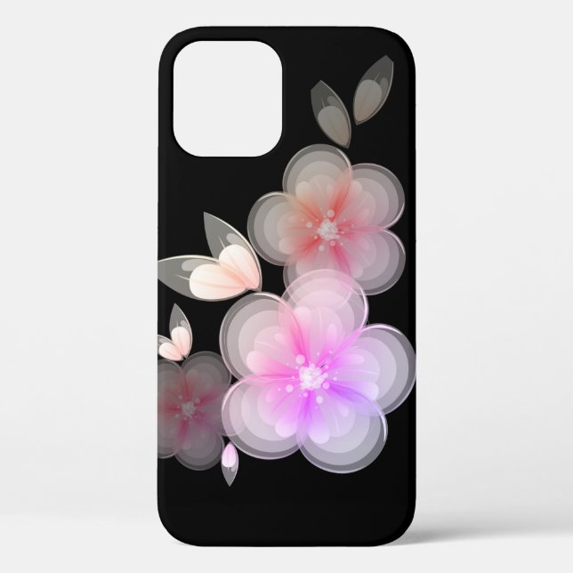 Durchsichtige Blume auf dem iPhone-Fall Black Case (Rückseite)