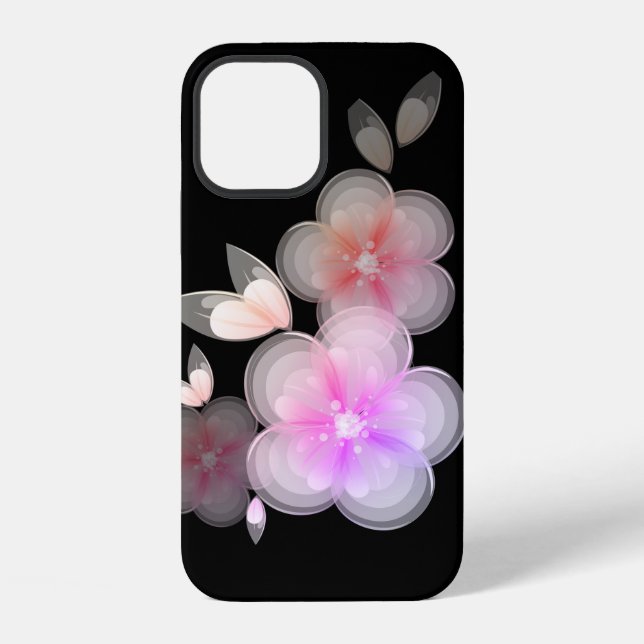 Durchsichtige Blume auf dem iPhone-Fall Black Case iPhone Hülle (Rückseite)