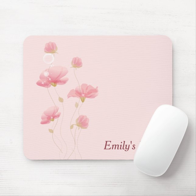 Durchsichtige rosafarbene Blume auf rosa Mousepad (Mit Mouse)