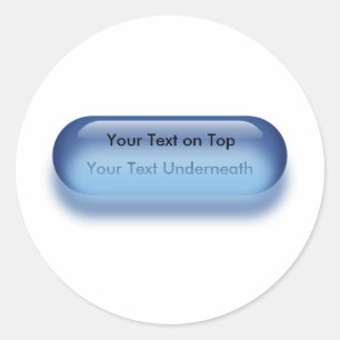 Durchsichtige Taste in blauem Abzeichen Runder Aufkleber