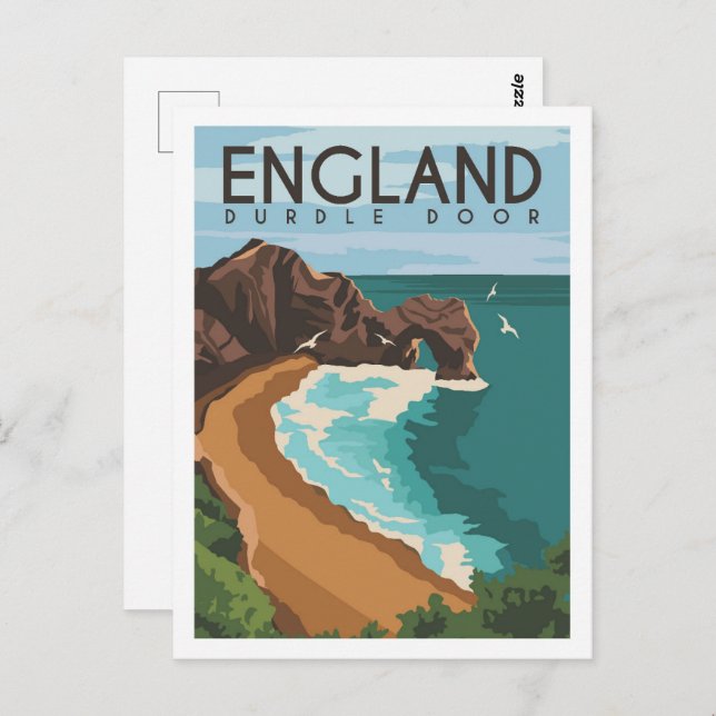 Durdle Door England Reiseziel Illustration Postkarte (Vorne/Hinten)