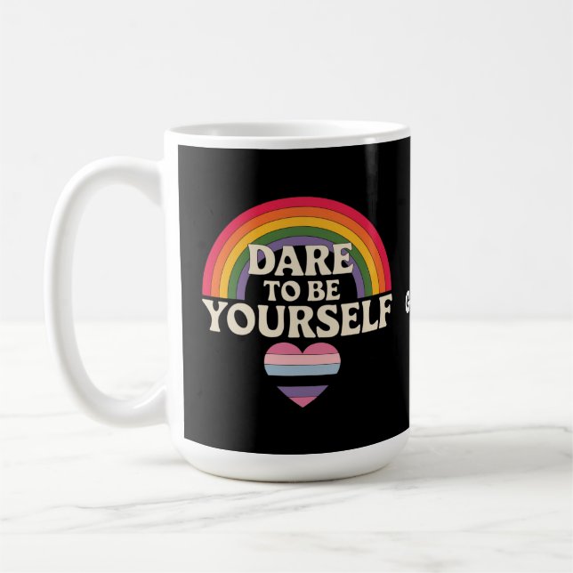 Dürfen Sie sich selbst Autismus Bewusstsein Rainbo Kaffeetasse (Links)