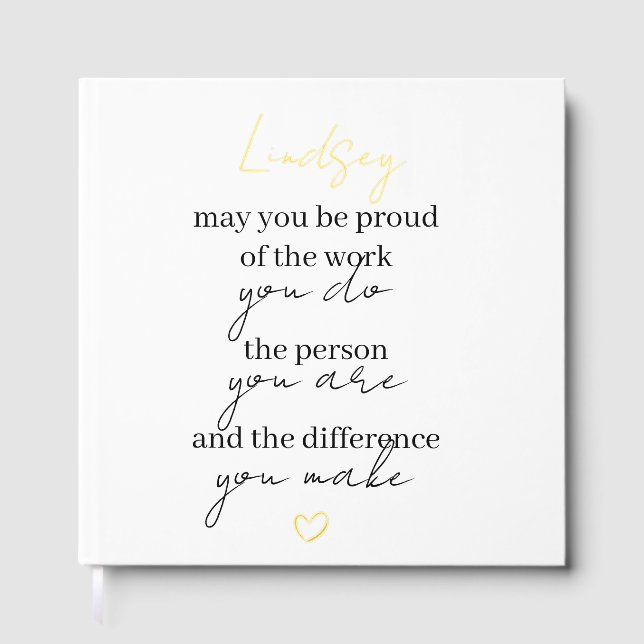 Dürfen Sie stolz auf die Arbeit sein, die Sie dank Gästebuch (Vorderseite)