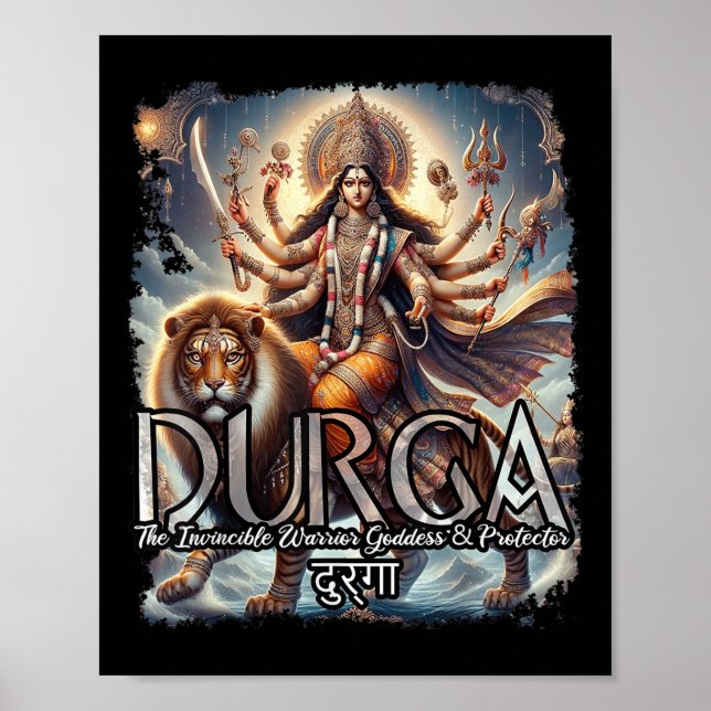 Durga Goddess War Hindu Mythology Devi Shakti Poster (Vorne)