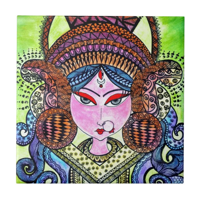 Durga Maa Fliese (Vorderseite)