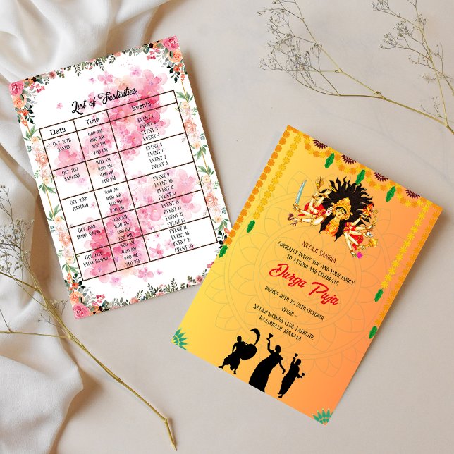 Durga Puja Navratri Bengali Veranstaltungsliste Einladung (Von Creator hochgeladen)