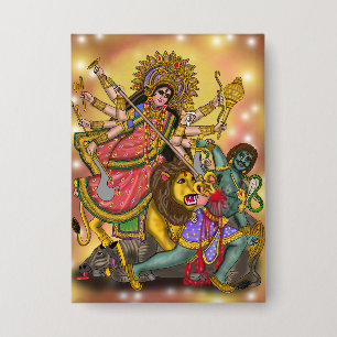 Durga tötet Mahishasura Knopf Button