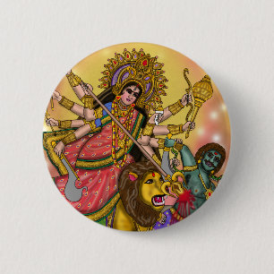 Durga tötet Mahishasura Knopf Button
