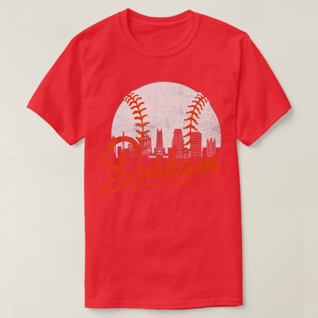 Durham Baseball Skyline Bull City Funny Baseball L T-Shirt (Design vorne)