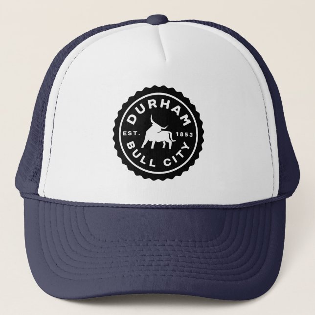 Durham Bull City Round Siegel Trucker Hat Truckerkappe (Vorderseite)
