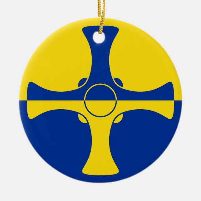 Durham Flag (Landkreis von England, UK) Keramik Ornament (Vorne)