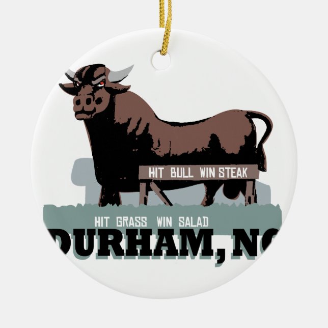 Durham NC Stier Keramik Ornament (Vorne)
