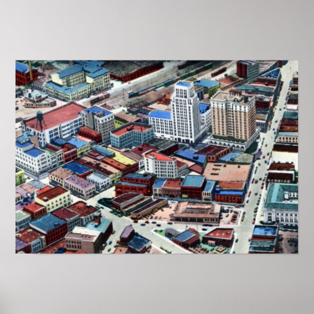 Durham North Carolina Birdseye View Poster (Vorne)