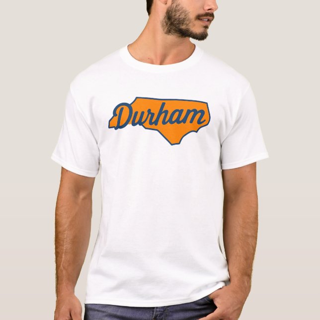 Durham North Carolina Script Design - Staat Form T-Shirt (Vorderseite)
