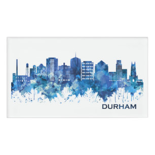 Durham North Carolina Skyline Blue Namenschild